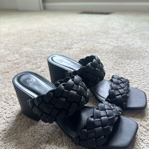 Wild Diva Black Braided Mules